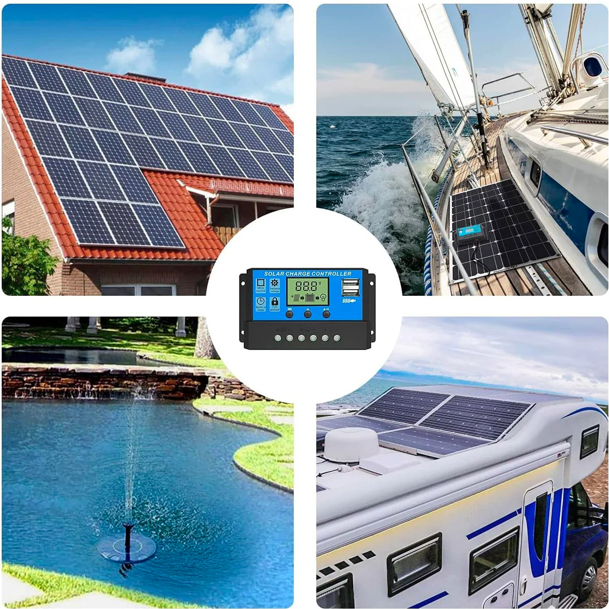 ALLPOWERS 30A Solar Ladegerät 12V/24V für Solarpanel mit 5V Doppel-USB-Anschluss - Image 7