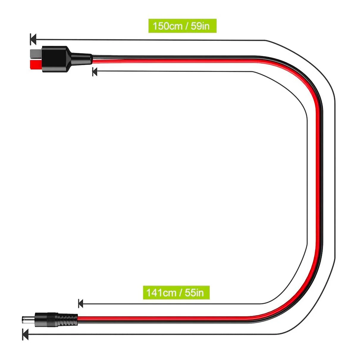 ALLPOWERS Solar-PV-Verbindungskabel Anderson zu DC5525, 1,5 m, 16 AWG (5.5mm x 2.5mm) - Image 4